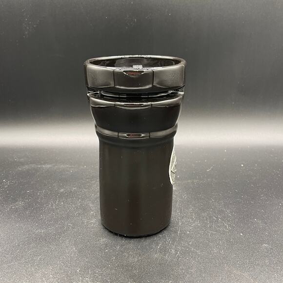 Black Ceramic Coffee Mug with Lid and Rubber Base - Fish and Cross Symbol - Picture 2 of 9